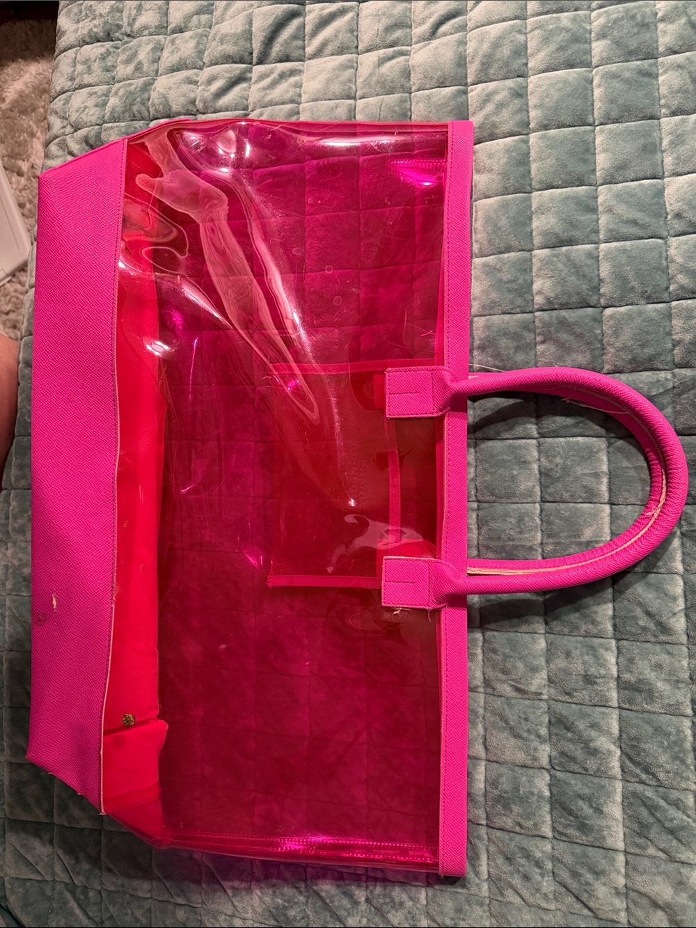 Stephanie Johnson Hot Pink Clear Tote with Structured Handles